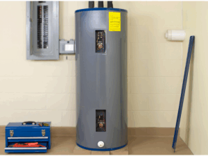 big grey hot water heater recently installed 