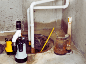 old sump pump that has lasted a long time because of frequent maintenance